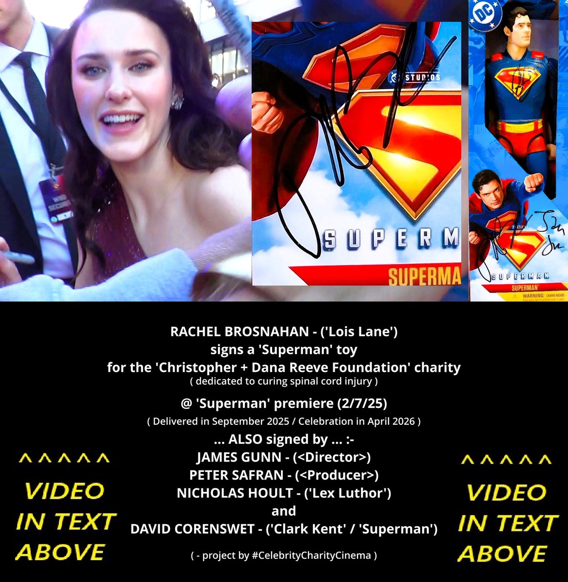 Video> youtu.be/Ad5pWcTGga8 / #RachelBrosnahan ⭐️signs #Superman 🦸‍♂️toy for the <a href="/ReeveFoundation/">Christopher & Dana Reeve Foundation</a>  ❤️🧡💛 #ChristopherAndDanaReeveFoundation #charity 2/7/25 #TeamReeve #ReeveFoundation #ChrisReeve
<a href="/corenslane/">:)</a> <a href="/loislaene/">selin</a> @corensuite #LoisLane #TheDailyPlanet <a href="/DCU_DailyPlanet/">The Daily Planet</a>