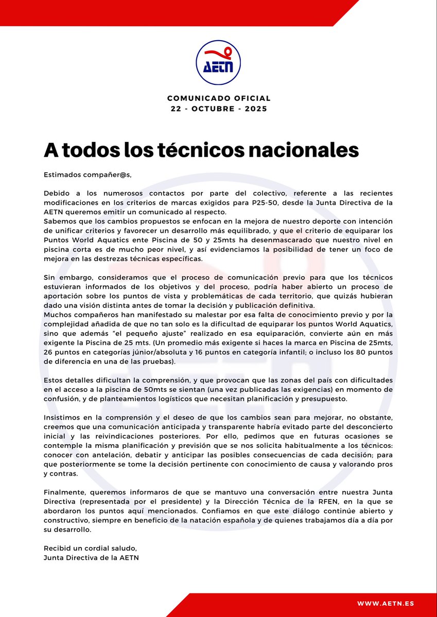Asociación Española de Técnicos de Natación tweet media