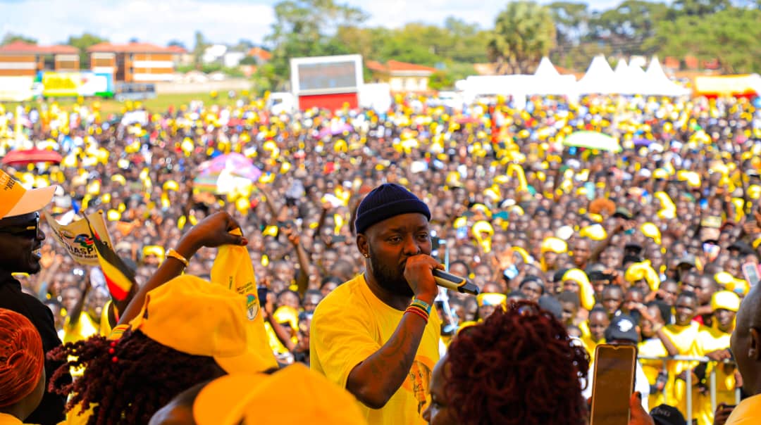 A sea of yellow filled Kaunda Grounds in Gulu City today as thousands of enthusiastic supporters turned up to welcome President <a href="/KagutaMuseveni/">Yoweri K Museveni</a>, the NRM presidential flag bearer, during a campaign rally that underscored the party's achievements in the Acholi sub-region.