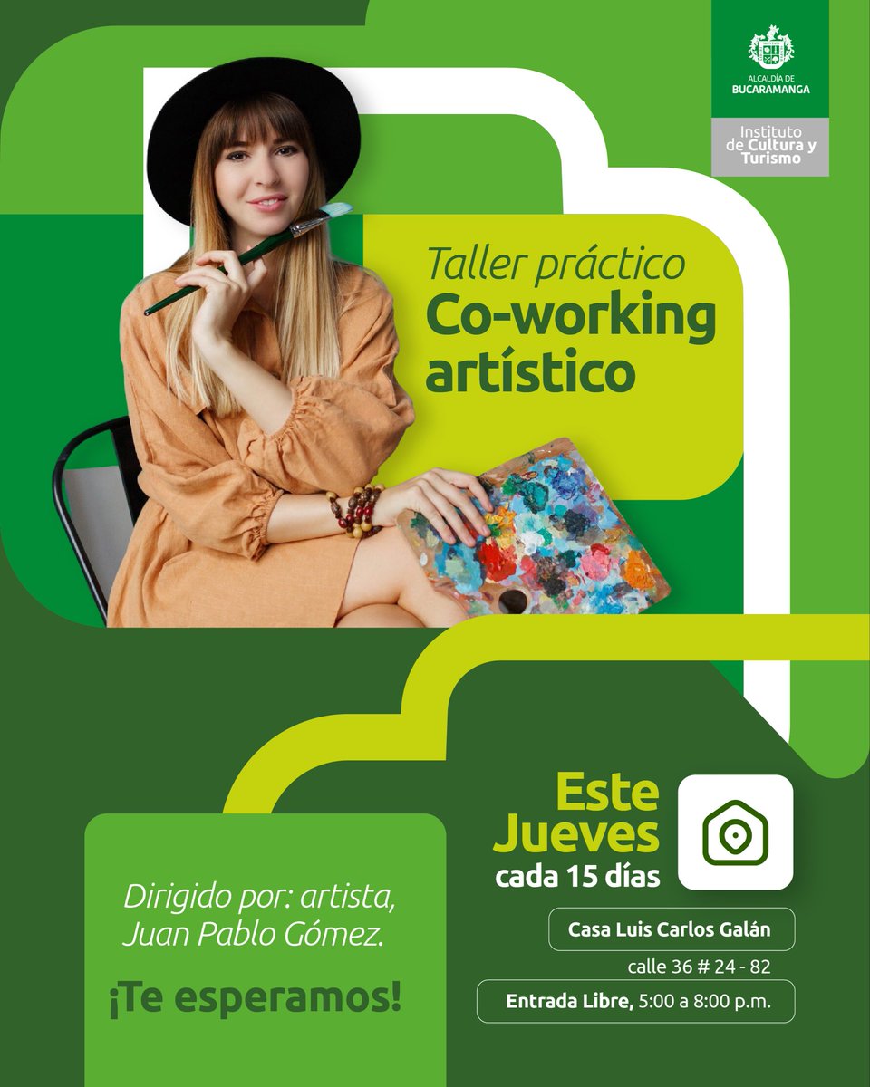 🎨🖌️El artista, Juan Pablo Gómez, será el invitado especial este jueves, 23 de octubre, en el taller práctico: Co-working artístico, en Casa Galán, a partir de las 5:00 p.m. ¡imperdible! 🤩😁