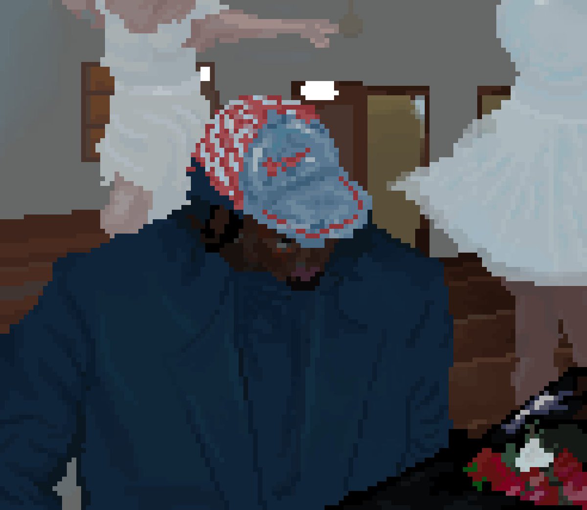 pixel art of one of my favourite parts of the "old vices. new cities." visualiser from <a href="/fujidreams/">untiljapan</a> 
"Up all night with my tortured mind, I just can't get no rest" 😢🥲