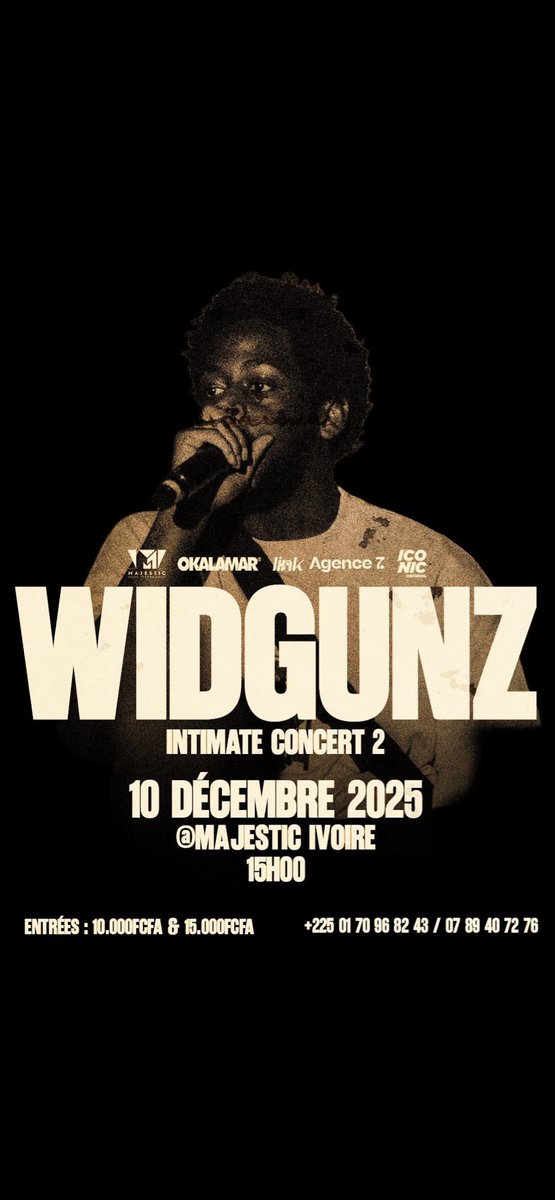 #Widgunz annonce son concert intimate II au Majestic Ivoire le 10 Décembre 2025 à partir de 15h

Tickets disponibles ici : tikerama.com/fr/evenements/…