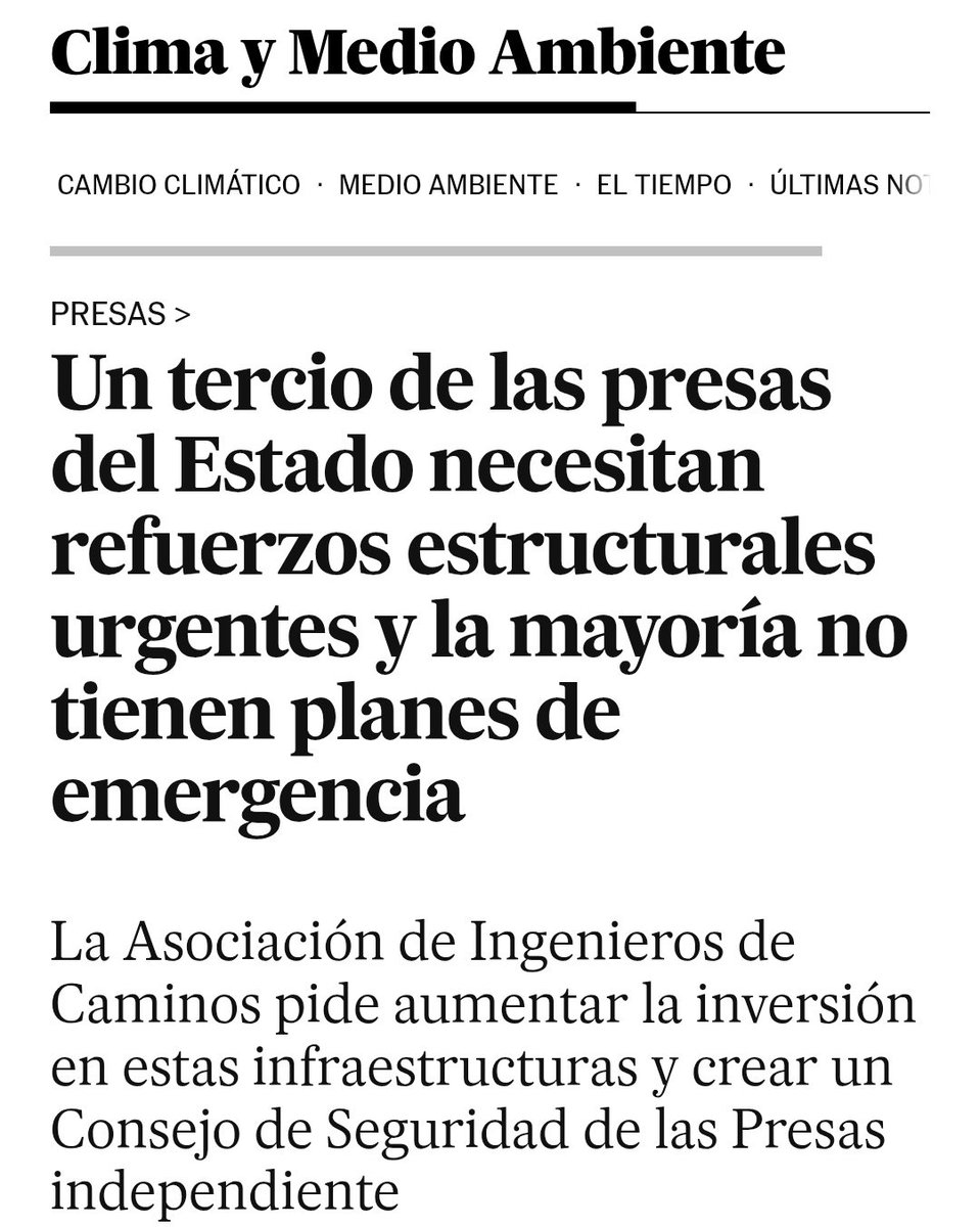 Mientras la ministra para la Transición Ecológica y el Reto Demográfico de España, Sara Aagesen, nos cuenta la sequía que sufriremos en el 2030, resulta que habría que reparar un tercio de las presas de España y no hay planes para ello.