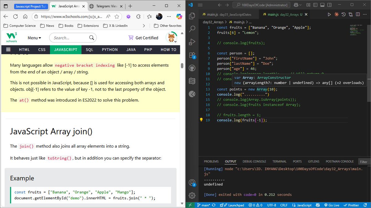 id_inyang_'s tweet image. Day 32 of #100DaysOfCode
Had a long day.
Continued reading up on JavaScript Arrays and Array Methods.
#JavaScript #LearnInPublic