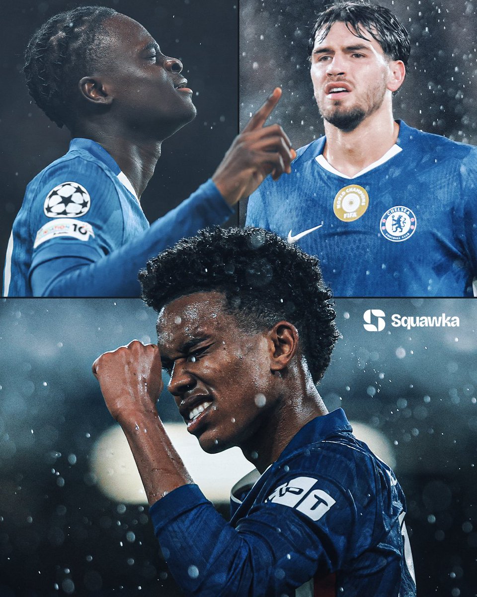 Chelsea are the first team in UEFA Champions League history to have three teenagers score for them in a single match. 👏

Marc Guiu 🤝 Estêvão 🤝Tyrique George