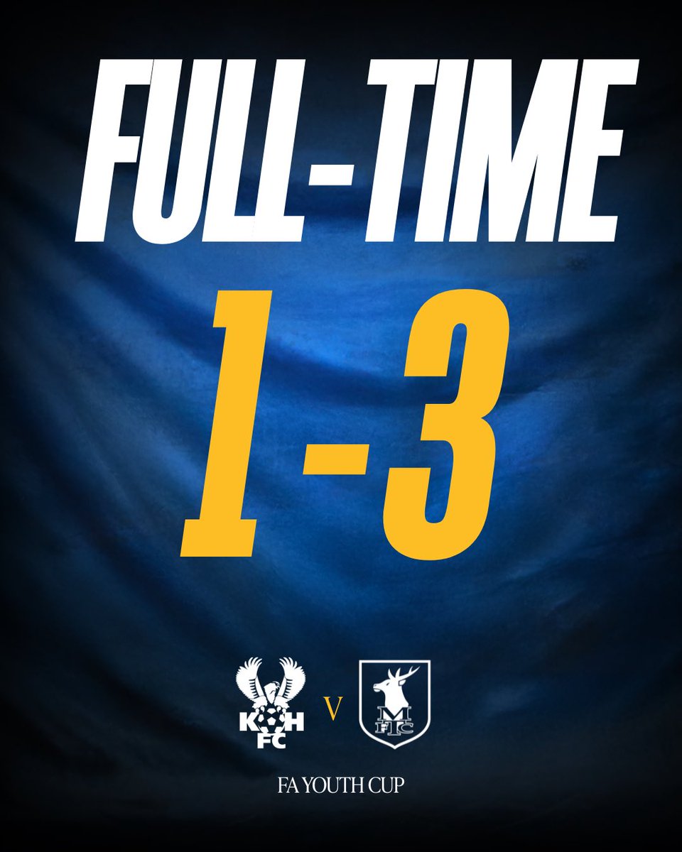 MTFCAcademy's tweet photo. 🙌 Our under-18s book their place in the second round of the FA Youth Cup after goals from Joe Grant, Charlie Cheetham and Josh Walters help secure a 3-1 win at Kidderminster this evening.

👏 Well done lads.

#Stags 🟡🔵 https://t.co/eDs5Sq8JWU