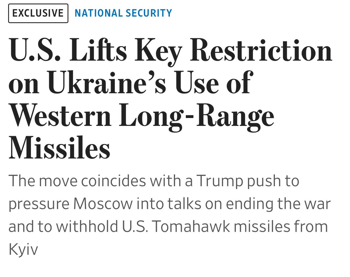 BREAKING: President Trump just CALLED OUT the fake news for running a BLATANTLY FALSE article.

“The Wall Street Journal story on the U.S.A.'s approval of Ukraine being allowed to use long range missiles deep into Russia is FAKE NEWS!”
