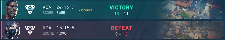 1-1 vukc first week decent stuff i love veto
9-13 W1Z
13-11 some stupid shi