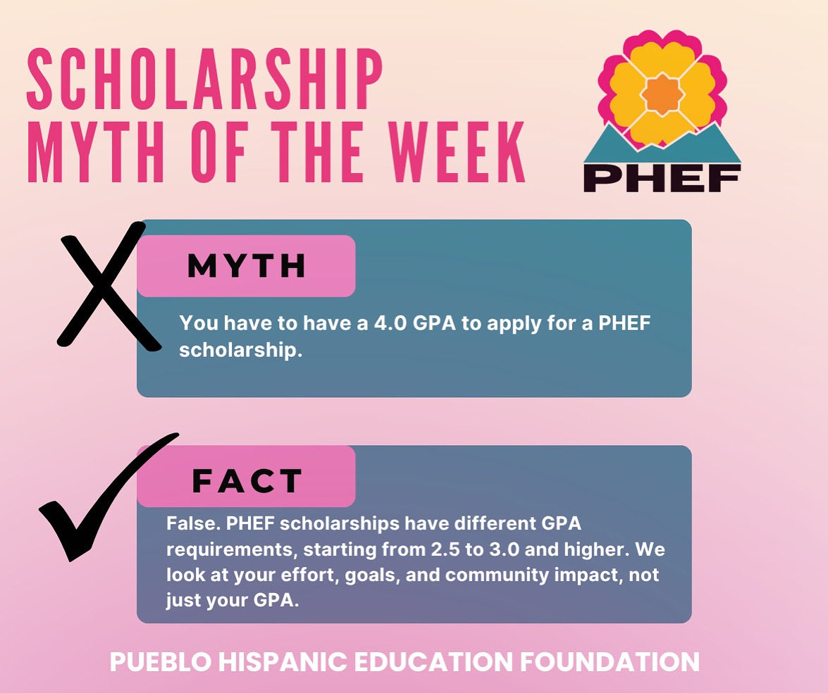 💡 Scholarship Myth of the Week – Week 3!
Think you need a 4.0 GPA to apply for a PHEF scholarship? False! 🙌
Our GPA requirements start at 2.5 and go up to 3.0 and higher — we value your effort, goals, and community impact, not just grades. 🌟
#PHEF #ScholarshipMyth