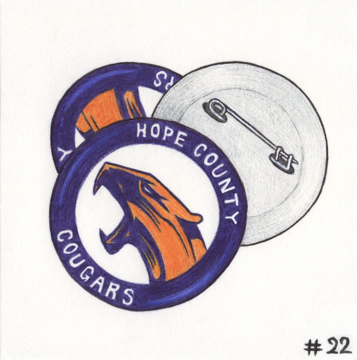 #Inktober2025, Day 22: #Button.

The best team.

#inktober #inktober2025button #FarCry5 #HopeCounty #HopeCountyCougars #Ubisoft #pin #badge #art #fanart #traditionalart