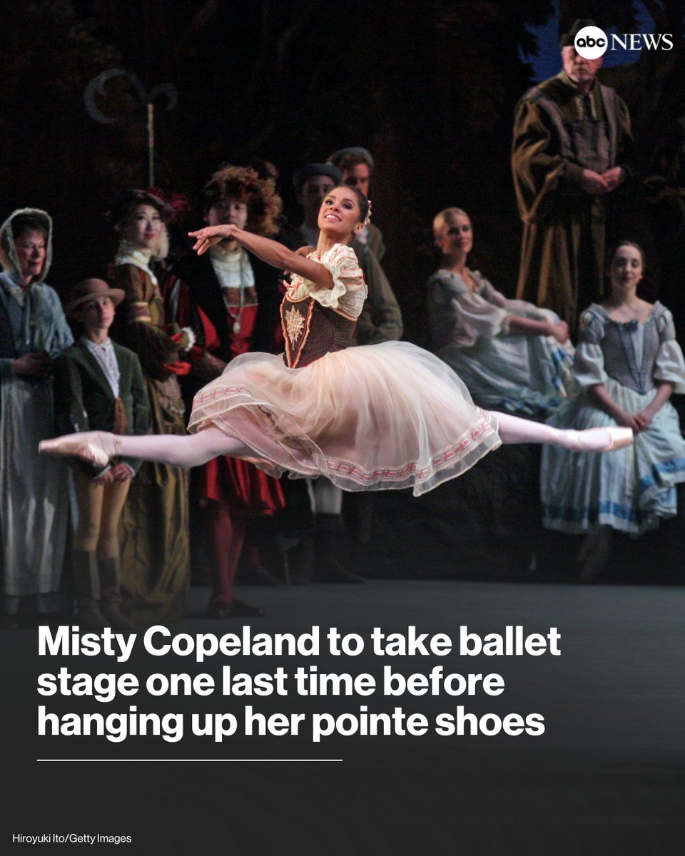 Misty Copeland hangs up her pointe shoes Wednesday, putting a final exclamation point on a trailblazing dance career.
 
Read more: abcnews.link/5PvoaSv