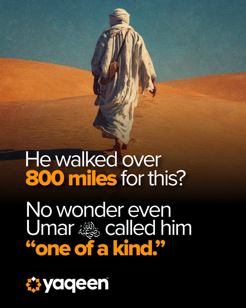 yaqeeninstitute's tweet photo. Umayr ibn Sa’d (ra) was a young companion of the Prophet ﷺ. He later became governor of Homs, in Syria. 

When Umar (ra) summoned him to Medina, he walked 800 miles to see him, showing up sunburnt and disheveled.

Umar decided to investigate further.

A man was sent with some money for Umayr (ra). He found that this governor lived in poverty, and even gave his only food away to the guest. 

He gave the money away to the poor and the children of the martyrs. 

It was a level of integrity forged by his habits during his youth, such as always being in the first row of prayer.

Watch #TheFirsts to learn the full story of the great Umayr ibn Sa’d (ra): https://t.co/r1GrtJRBt7
