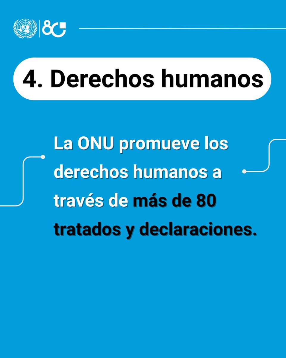 Desde brindar alimentos y vacunar a niños/as, hasta defender los derechos humanos y responder ante crisis, las Naciones Unidas salvan vidas y apoyan a comunidades en todo el mundo.

👉 Conoce más sobre cómo la ONU marca la diferencia en la vida de las personas cada día.

#ONU80