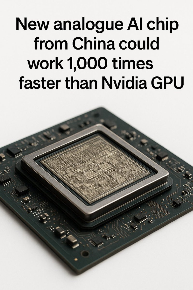 Dr_Singularity's tweet image. Insane computing breakthrough
China’s analogue AI chip could work 1,000 times faster than Nvidia GPU 👀
"Chinese scientists have created a superfast analogue chip that can solve complex maths problems for advanced scientific tasks and artificial intelligence while using less…