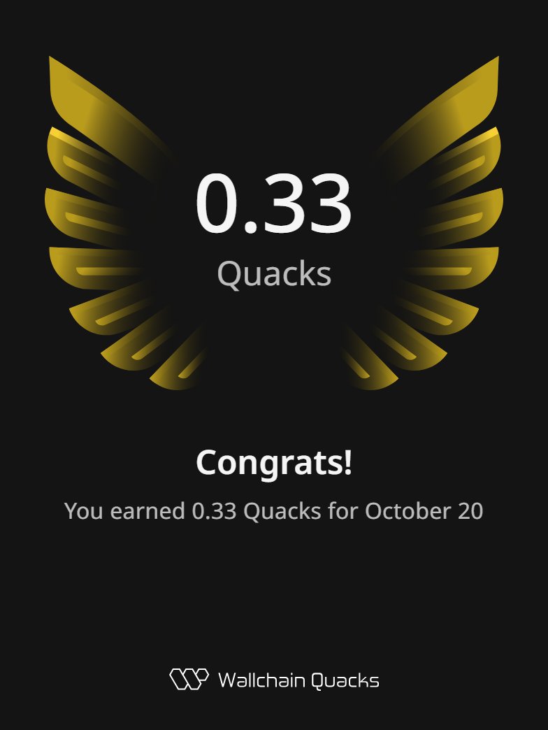 Ehsank84's tweet image. Just earned 0.33 Quacks on @wallchain in one day 🦆
Turn insights into rewards and climb the leaderboard 🥇
Use my referral link – quacks.app/?ref=Ehsank84