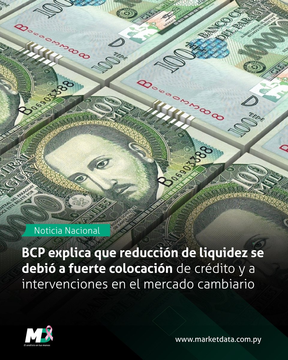 marketdata_py's tweet image. 📃 Según el Informe de Política Monetaria de octubre de 2025, el BCP explica que la caída de la liquidez en el mercado local se debió tanto al crecimiento del crédito, como a sus intervenciones en el mercado cambiario.
📍 Leé más en n9.cl/c5wjje