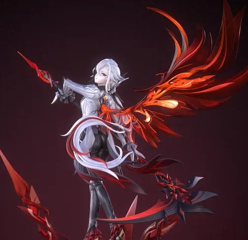 Elani_13's tweet image. An impressive 3D sculpture of a character exuding power and elegance, surrounded by fiery elements that enhance its dramatic presence. 
#3DArt #CharacterSculpture #FantasyDesign #AnimeStyle