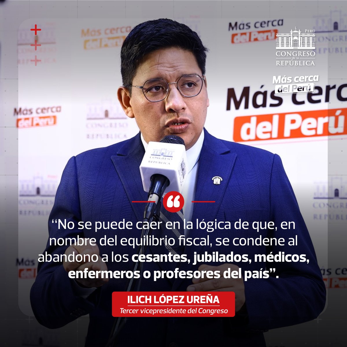 #CongresoInforma | Las leyes aprobadas por el Parlamento están alineadas con la Constitución y responden a las demandas de la ciudadanía en materia de seguridad, justicia y protección social. Así lo señaló el tercer vicepresidente del Congreso, Ilich López. 

🔗