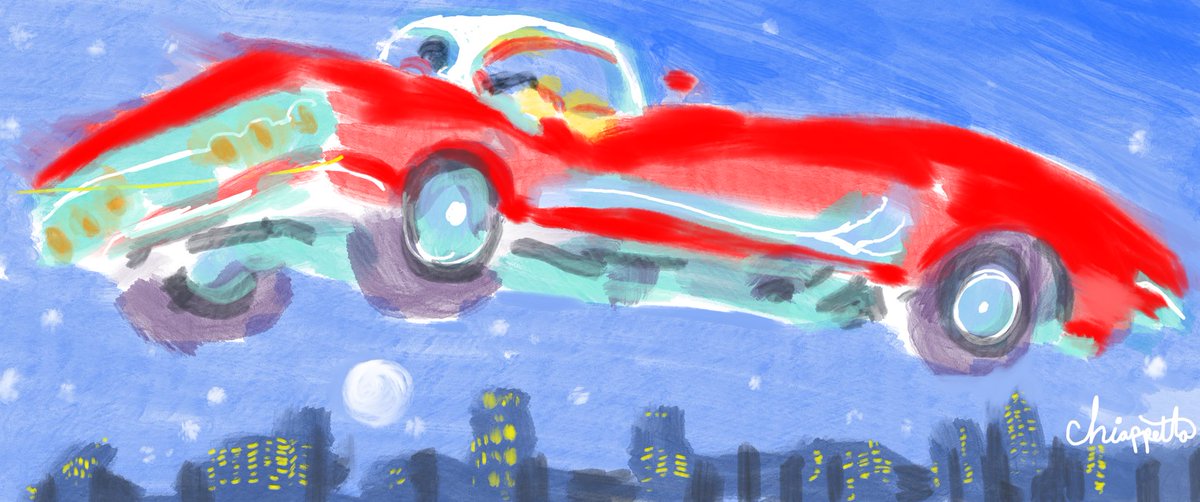 joeychips's tweet image. StretchaVetti 1
#NFT just dropped @zero________one 

Some glad morning when this life is over I will fly away to a land where joy shall never end… with things even better than flying cars!

Digital painting by Joe Chiappetta 2025