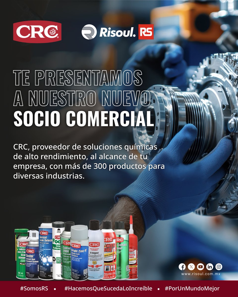 ¡Bienvenido CRC México!
Nuestro nuevo aliado internacional en soluciones químicas. Esta alianza nos permite ofrecerte las mejores soluciones para tu industria.

Contáctanos ahora: hubs.ly/Q03PNsR90

#SomosRS #HacemosQueSucedaLoIncreíble #PorUnMundoMejor
