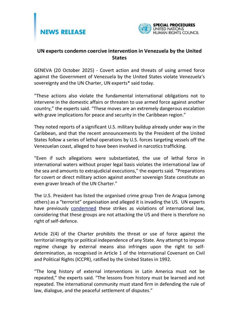 StephGuaiqueri's tweet image. Las amenazas y acciones encubiertas de EEUU contra Venezuela violan el derecho internacional. Frente a esto, se alza con fuerza la DIPLOMACIA BOLIVARIANA DE PAZ, hasta la ONU ha llegado nuestra voz!!
#CHCh