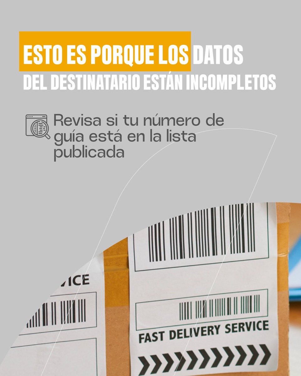 ServPostalEc's tweet photo. ✅ ¡Impulsamos la entrega de envíos postales en todo el #Ecuador!
Si tu paquete o sobre aún no ha llegado, es posible que se encuentre en la lista de envíos con información pendiente de entrega. 📦 https://t.co/nBVnp2x3FR