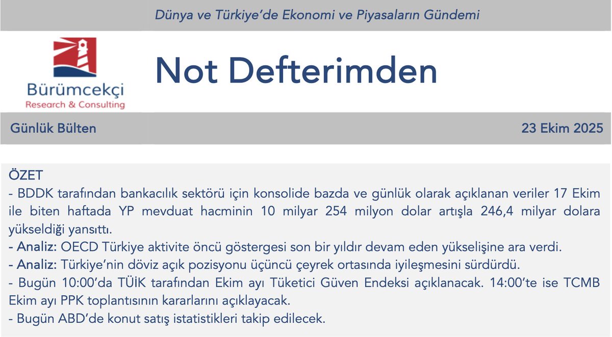 Bugünkü bültenimden ana başlıklar, daha fazla bilgi için; haluk@burumcekci.com burumcekci.com