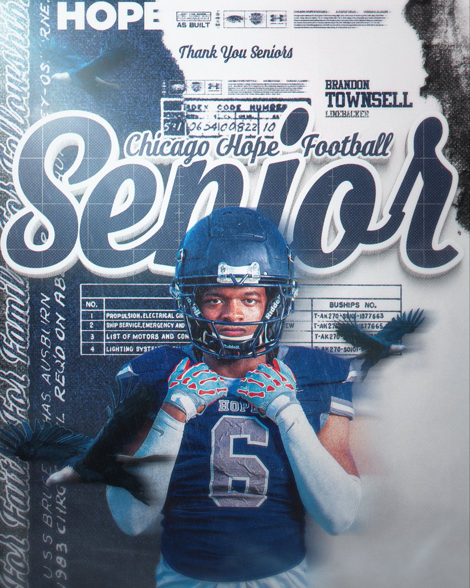 Senior night this Fri vs Chicago Christian 
#6 Brandon Townsell “Athlete” 
🏈 #FlyEaglesFly 🦅 Chicago Hope Academy
