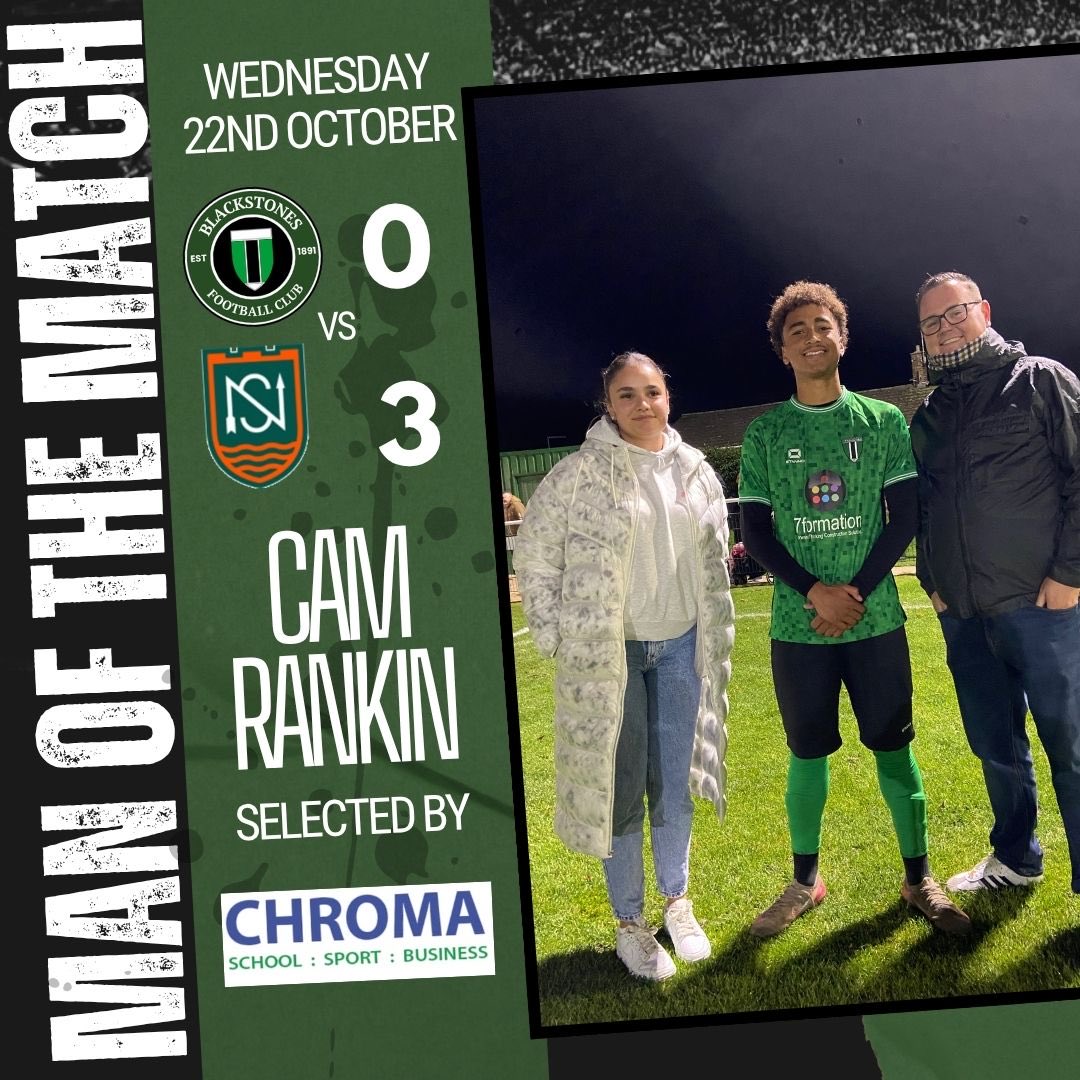 Congratulations to Cam Rankin on his selection as MOTM - he made a big difference when he came on.

Many thanks to <a href="/ChromaSport/">ChromaSport</a> for selecting Cam and their continued support of the club.

<a href="/LincsOLSport/">James Bedford - Lincs Online Sport</a>