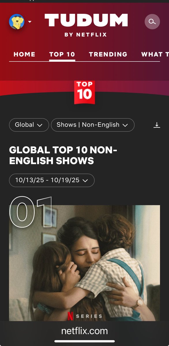 #NadieNosVioPartir #Netflix No. 1 a nivel mundial.