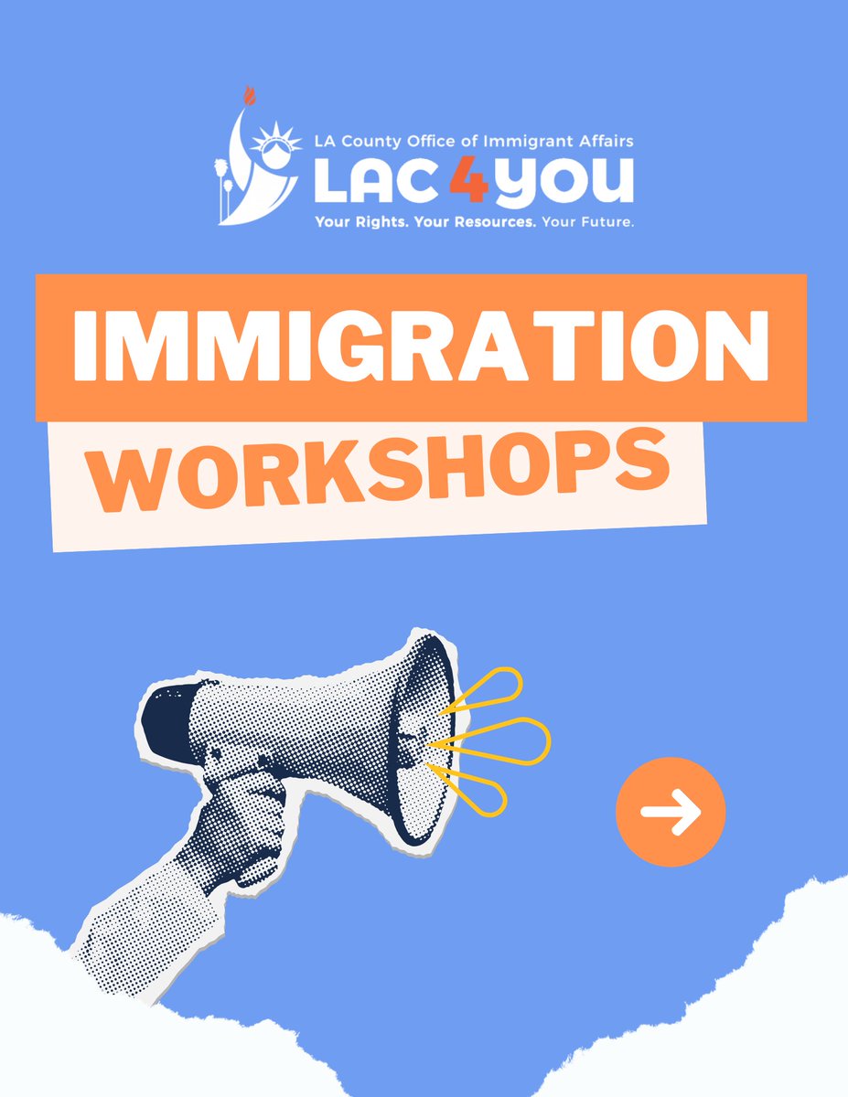 LACountyDCBA's tweet photo. Seeking immigration resources? Explore workshops that support our communities with effective tools and guidance. Learn more at https://t.co/dqK6Z9cXgL

#LACounty #Immigration #ImmigrationWorkshops #KnowYourRights https://t.co/vEYiGIa2SJ