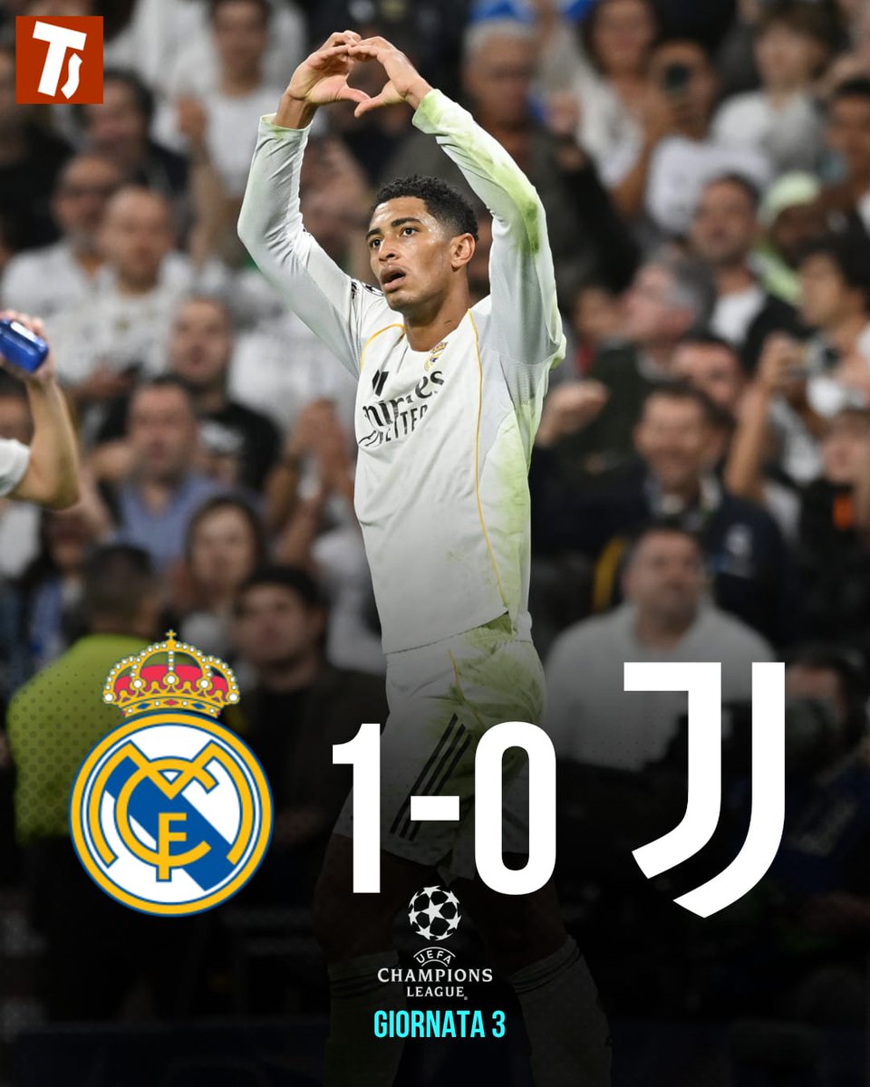 tuttosport's tweet photo. Parte bene la Juve, ma dopo i primi 20 minuti il Real alza il ritmo e Di Gregorio è costretto agli straordinari. Prima miracolo su Mbappé, poi doppio intervento in una manciata di secondi sul francese e Brahim Diaz. La decide Bellingham ⚽️
#Tuttosport #JuveReal https://t.co/OxekI7IRry
