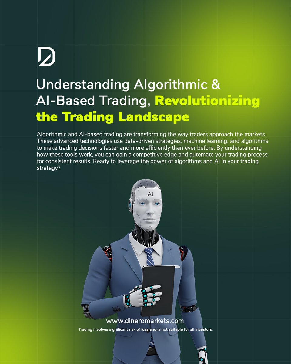 DineroMarkets's tweet image. Master the future of trading. This carousel breaks down Algorithmic and AI-Based Trading, showing you how to use data and automation for a competitive edge. Swipe to learn the key concepts and start optimizing your strategy!
#AlgorithmicTrading #AITrading #DineroMarkets