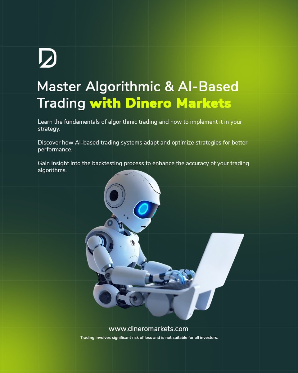 DineroMarkets's tweet image. Master the future of trading. This carousel breaks down Algorithmic and AI-Based Trading, showing you how to use data and automation for a competitive edge. Swipe to learn the key concepts and start optimizing your strategy!
#AlgorithmicTrading #AITrading #DineroMarkets