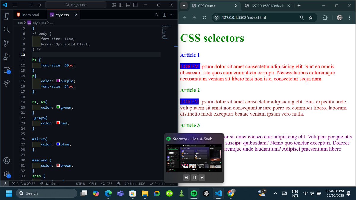 davetmaverick's tweet image. Day 1 of learning CSS.
Well, not really Day 1, started few days ago. Introduction and Selectors ✅