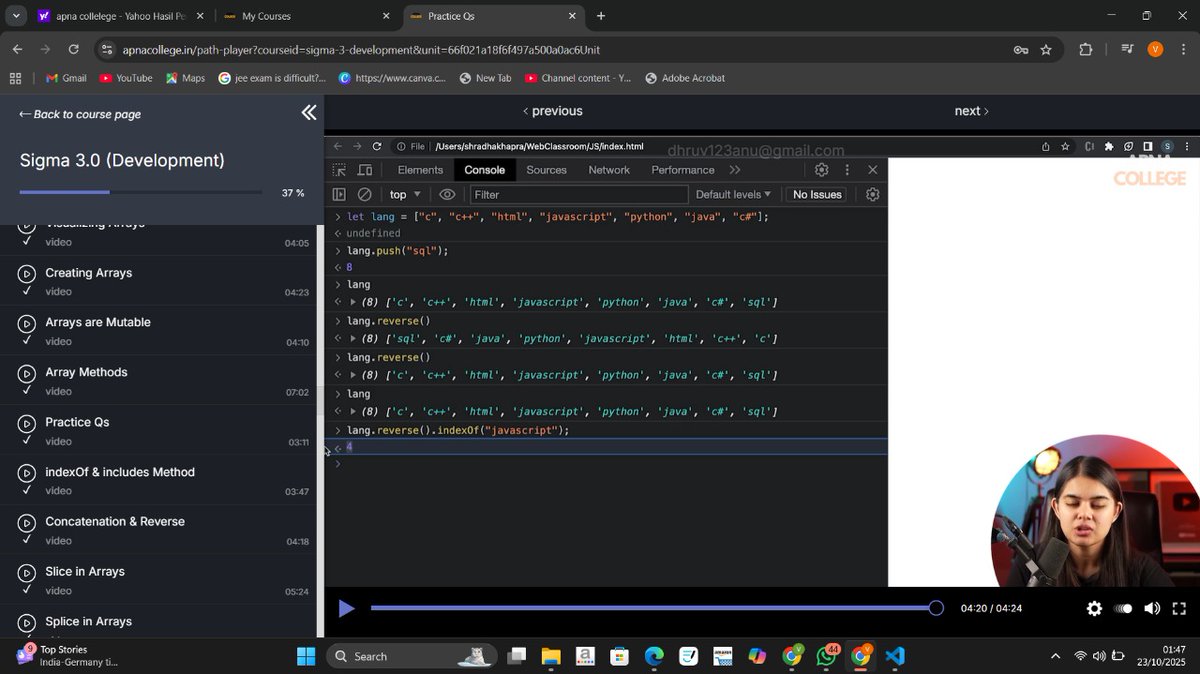 VivekVerma18_'s tweet image. Day 6 #120DaysGrind 
In web dev : I learn some other array operations like slice,splice,concat,reverse and some prac que from apna college
In leetcode : solve problem 169 majority element first i did brute force nd then learn boyer moore's voting algorithm which has better TC.