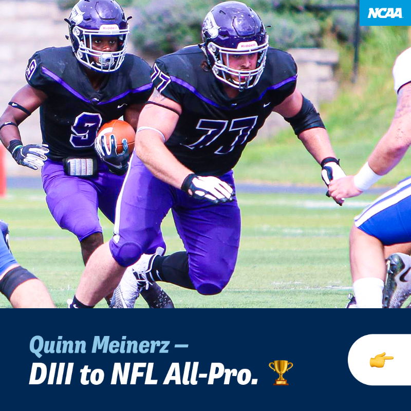 NCAA's tweet photo. .@WarhawkFootball ➡️ @Broncos ➡️ @NFL All-Pro Team 🏈

Quinn Meinerz proves that hard work knows no division! 🧡

@ncaadiii x @wiacsports