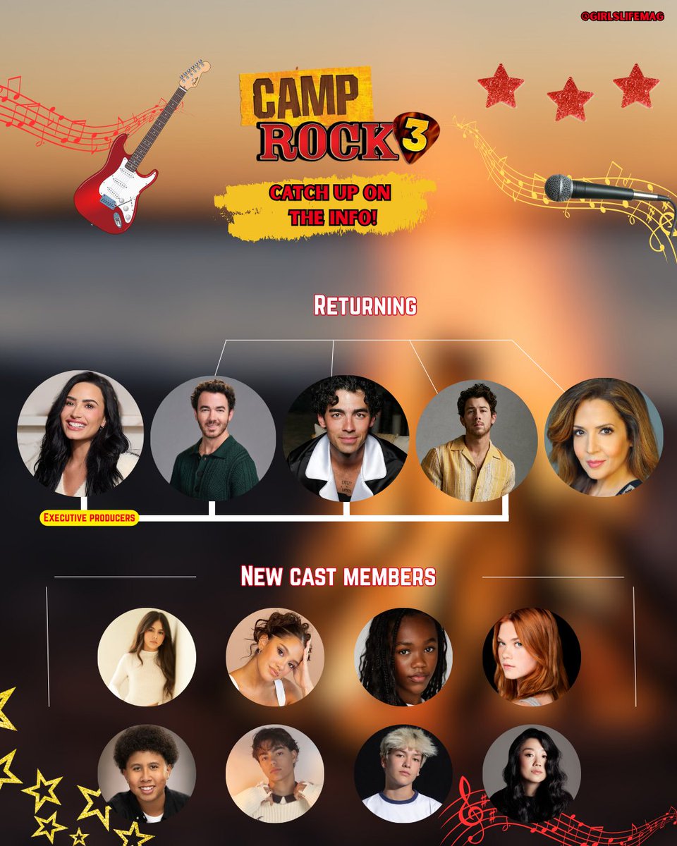 girlslifemag's tweet photo. Calling all Camp Rockers! ❤️🏕️🎸🎶
Drop a 🎤 in the comments if you're as excited as we are 🥰
#camprock3 #dcoms #disneychannel #camprock
@DisneyChannel https://t.co/4IOTZ1YPIg