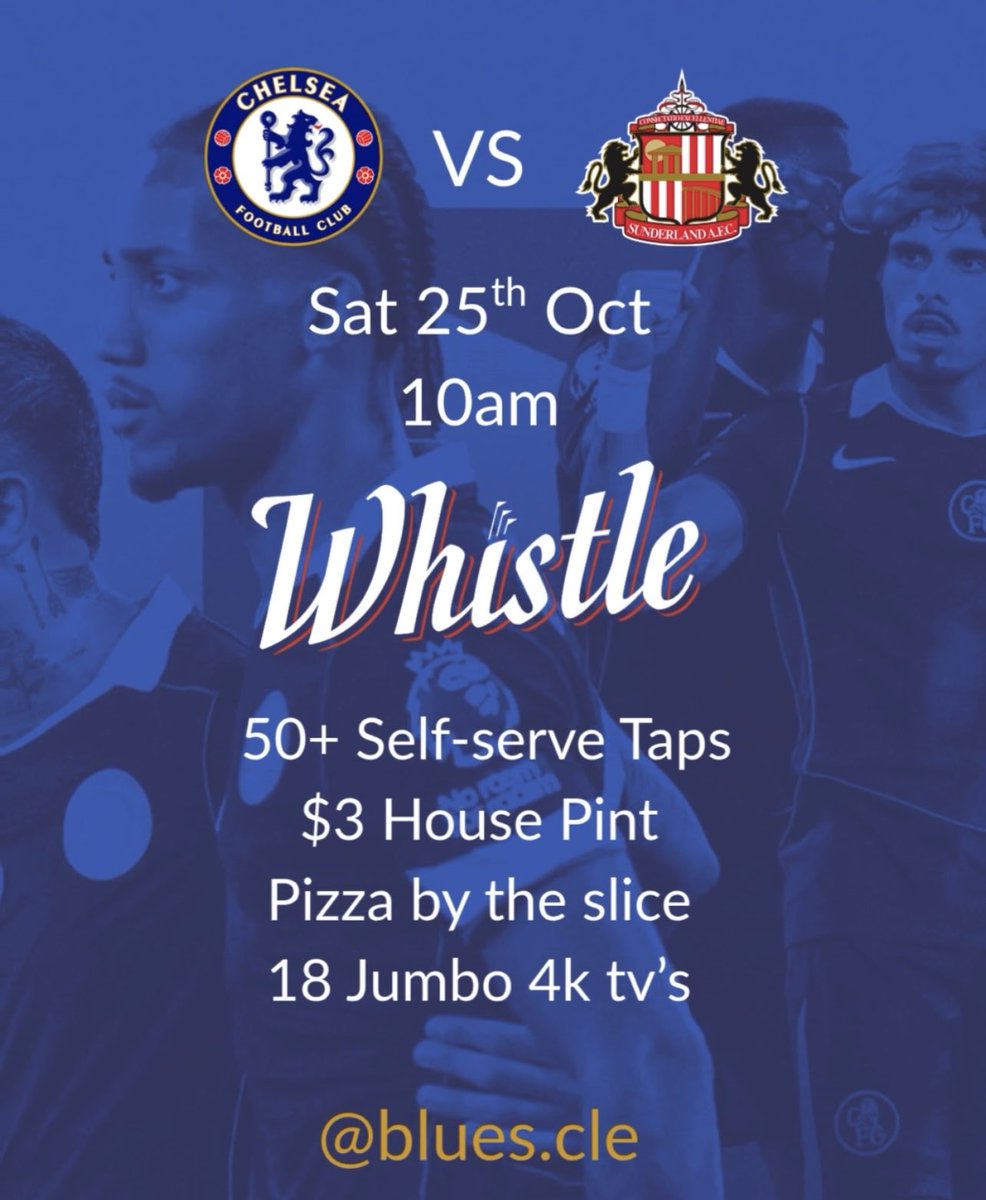 Great Champions League win today!  Let’s keep it up as EPL returns - join us Saturday morning and cheer on the lads as they take on Sunderland!  #CLEBlues 🍕⚽️🍺