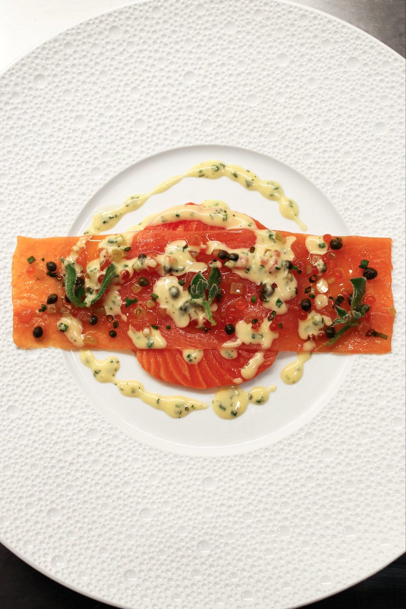 Warm Smoked Sea Trout; Verjus-Fine Herbs Emulsion