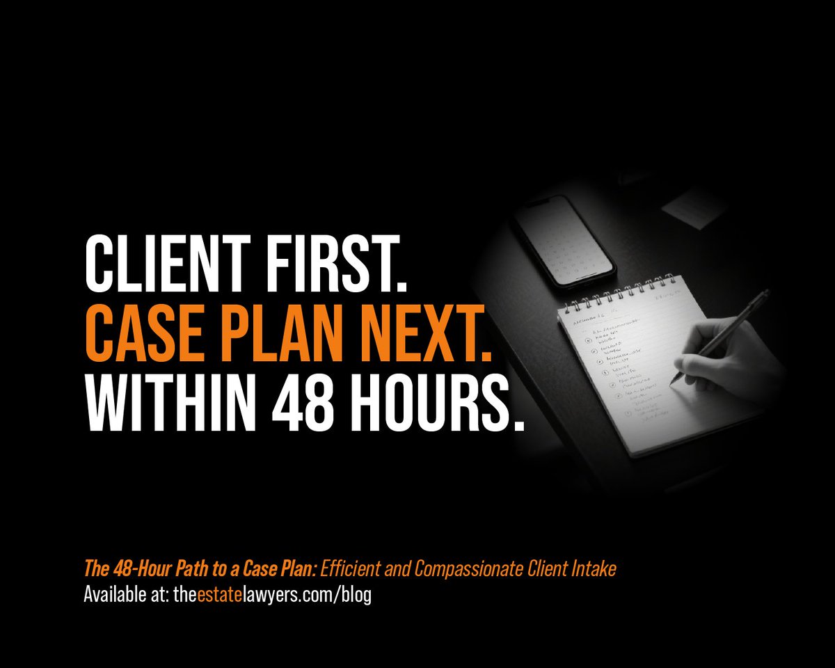 EstateLawyersCA's tweet image. ⏱️ From Call → Case Plan → Clarity in 48 Hours

Fast, compassionate client intake is our standard.
🧭 Clear direction
💬 Real communication
❤️ Support from day one

🔗 hubs.ly/Q03PNgph0

#TheEstateLawyers #EstateLitigation #ClientIntake #CompassionateLawyering