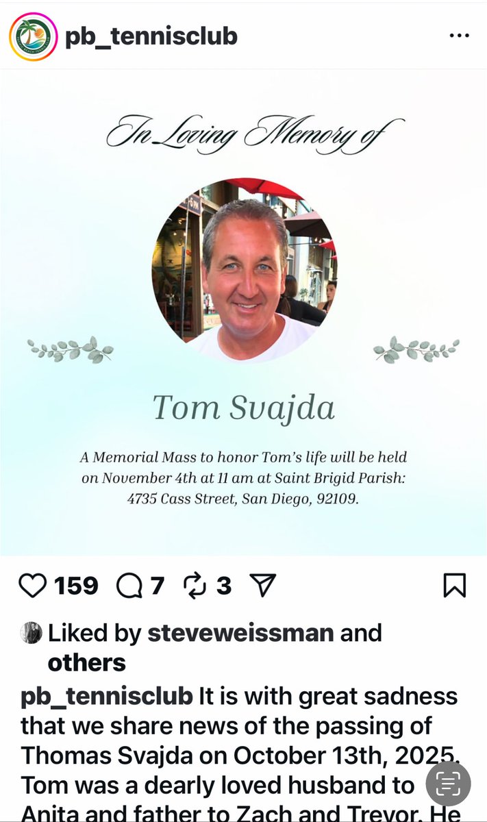 Condolences to a tennis family….