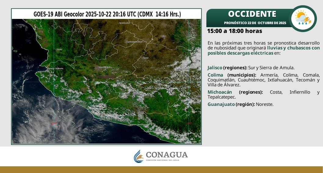 conagua_clima's tweet photo. #PronósticoDelTiempo en regiones del occidente, sur y sureste de #México, así como en la #PenínsulaDeYucatán. https://t.co/8tykGz5UUH