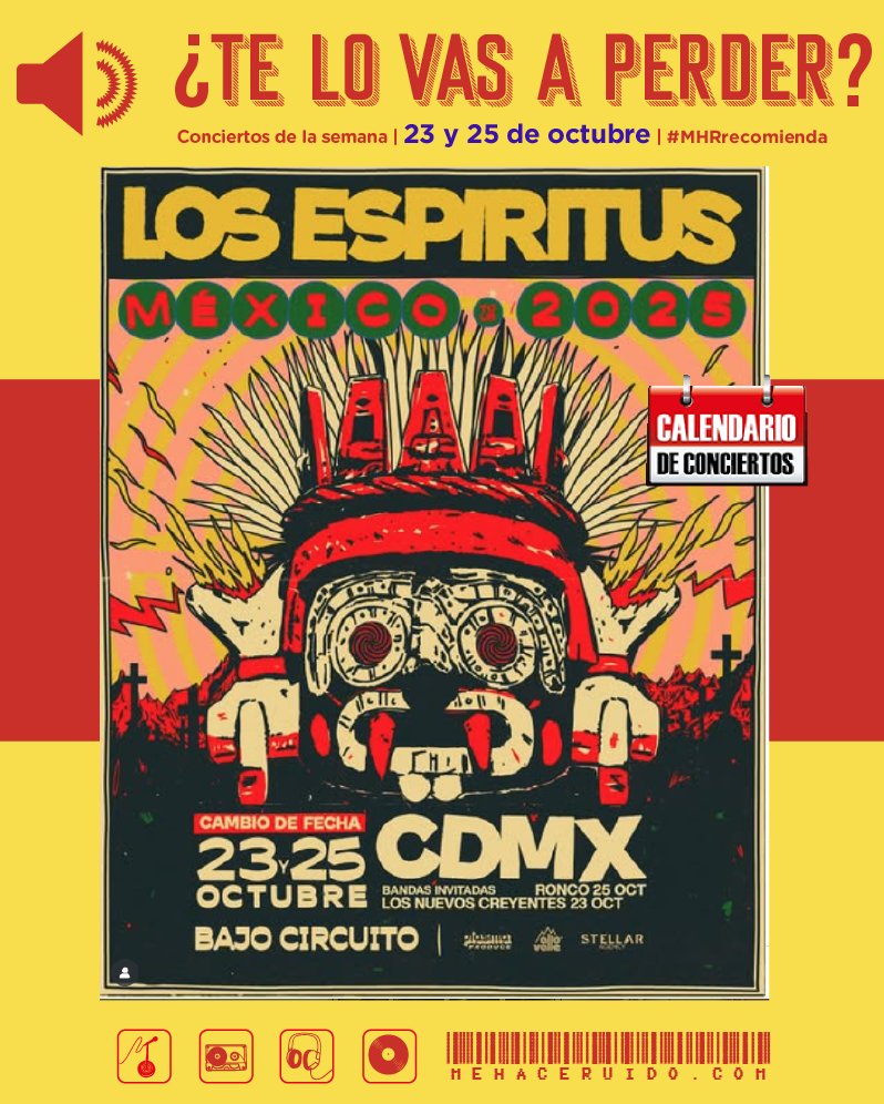 mehaceruido's tweet photo. El 23 y 25 de octubre 
🎤  #LosEspiritus 
📍 @Elbajocircuito 
🎟️ https://t.co/aZot75V2iM https://t.co/c2Fpufl4Ts