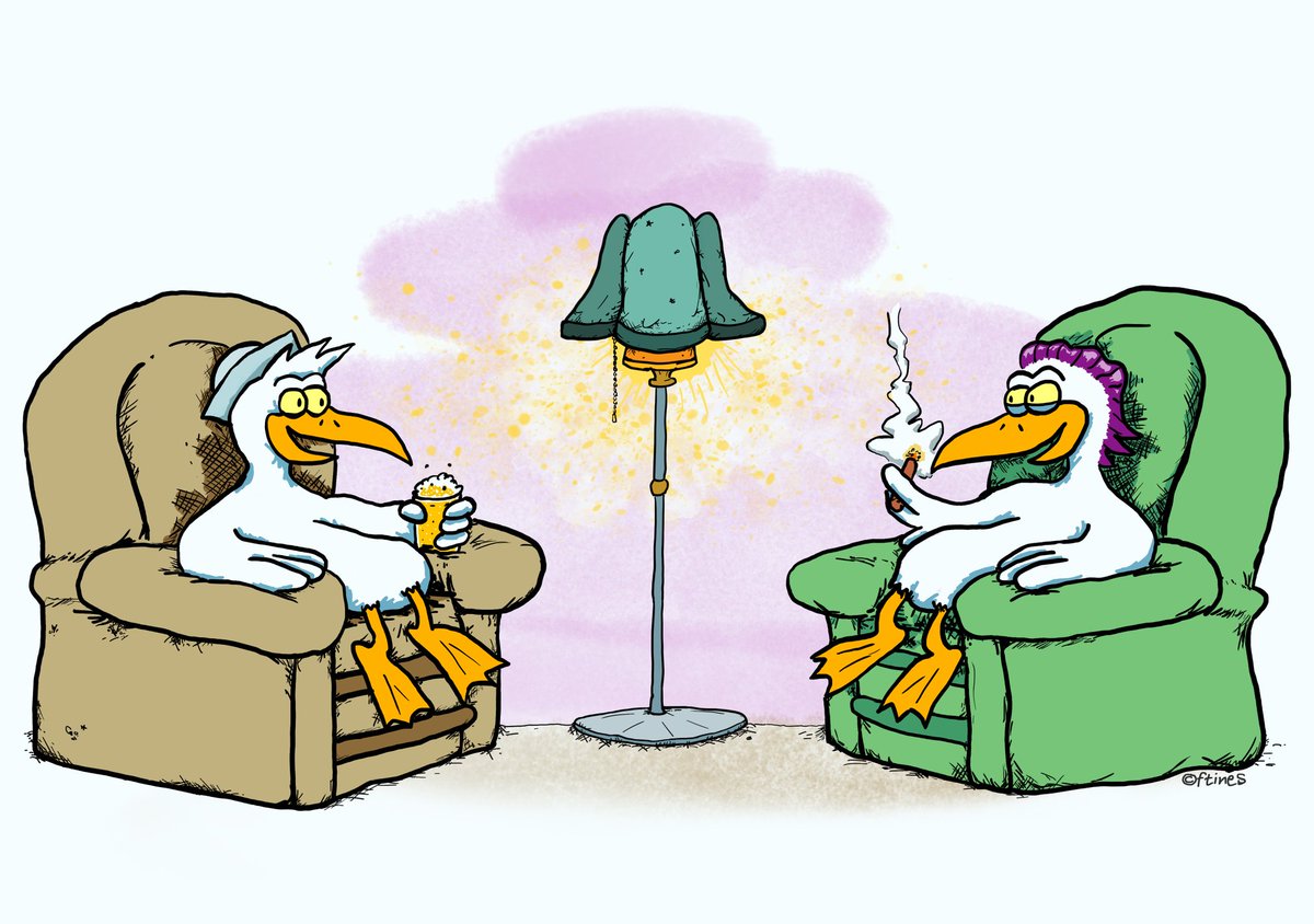 fredtines's tweet image. Gulls in chairs

#Inktober2025 #Inktober #dailyart #Webtoon