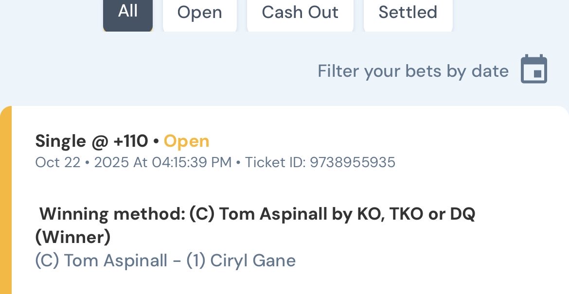 GGippe's tweet image. UFC 321 only book that I see plus money +110 for Aspinall ko