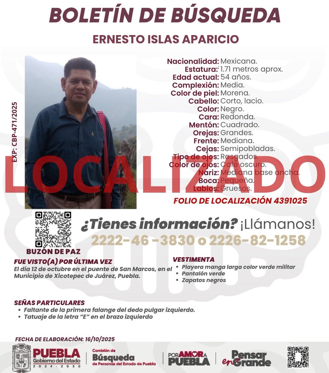 ALunaSilva's tweet image. 📣 Sube a 21 el número de muertos por las #lluvias en la Sierra Norte de #Puebla.
⚠️ Fue localizado -lamentablemente sin vida- Ernesto Islas Aparicio, de 54 años de edad, en el río San Marcos, a la altura de la comunidad de Hula, perteneciente al municipio de Tlacuilotepec.…