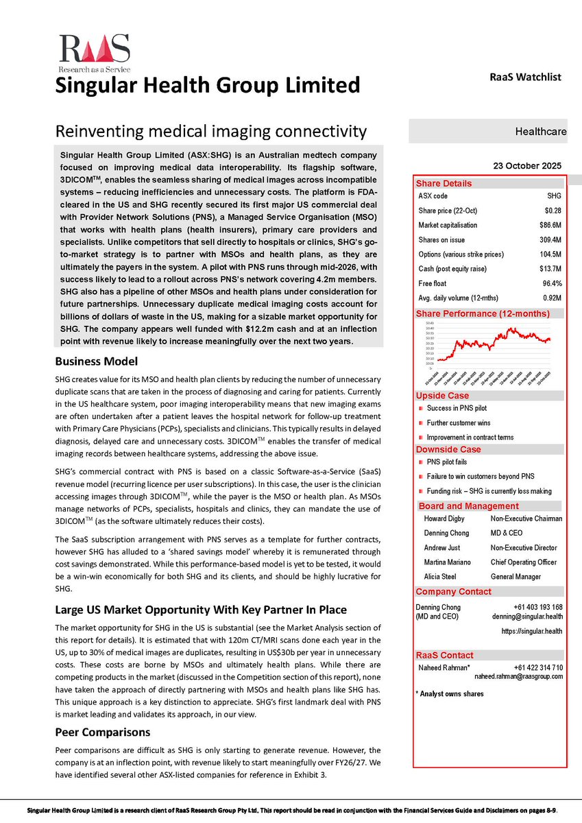 <a href="/RaasGroup/">RaaS Group</a> has just initiated coverage of <a href="/SingularHealth/">SingHealth</a> $SHG under our RaaS Watchlist Series. Our full report is available to download free at raasgroup.com/live/ #medtech #initiation #saasplatform