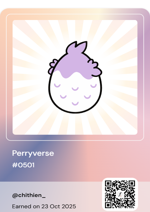 chithien_'s tweet photo. Just minted my Perryverse NFT 🪶
Can't wait to see which rarity hatches from my Perry egg 👀
Each trait will shape my @falconfinance Season 2 Miles boost. 
👉 Mint yours here:  https://t.co/GBFgsn3kTw https://t.co/4LbvJARJ4q