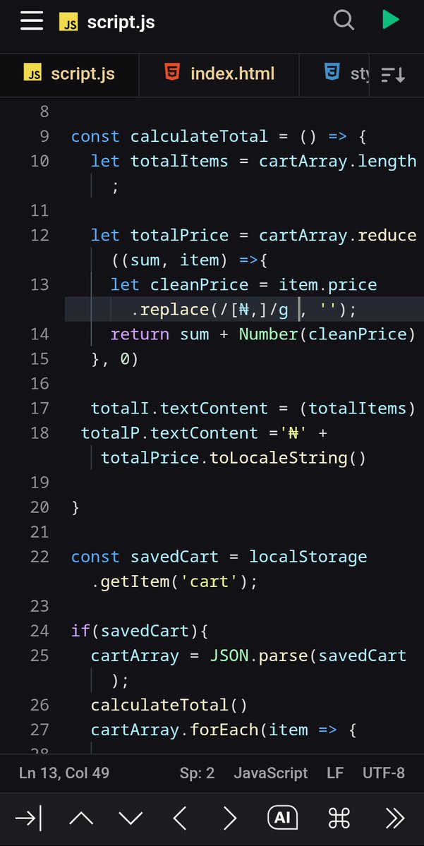 thetechsteph's tweet image. Roadmap Progress ✨
Mini Project:
✅Finished JS logic(finally)
Day 54 of CODING WITH A PHONE
Finally finished the JavaScript logic so it's safe to say I'm done with the project cause I ain't doing css.
So:
✅Mini project 🥳